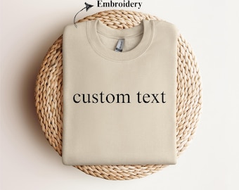 Bestickter Hoodie mit benutzerdefiniertem Text: Personalisiertes Baumwoll-Sweatshirt