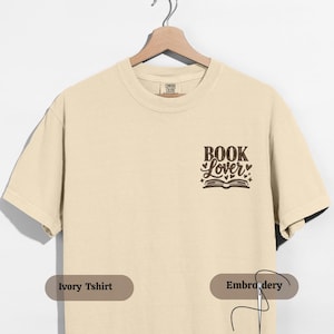 Book Lover Embroidered Shirt, Custom Thread Color Tee, Gift For Readers And Bookworms, Cozy Aesthetic Reading Shirt For Women Men