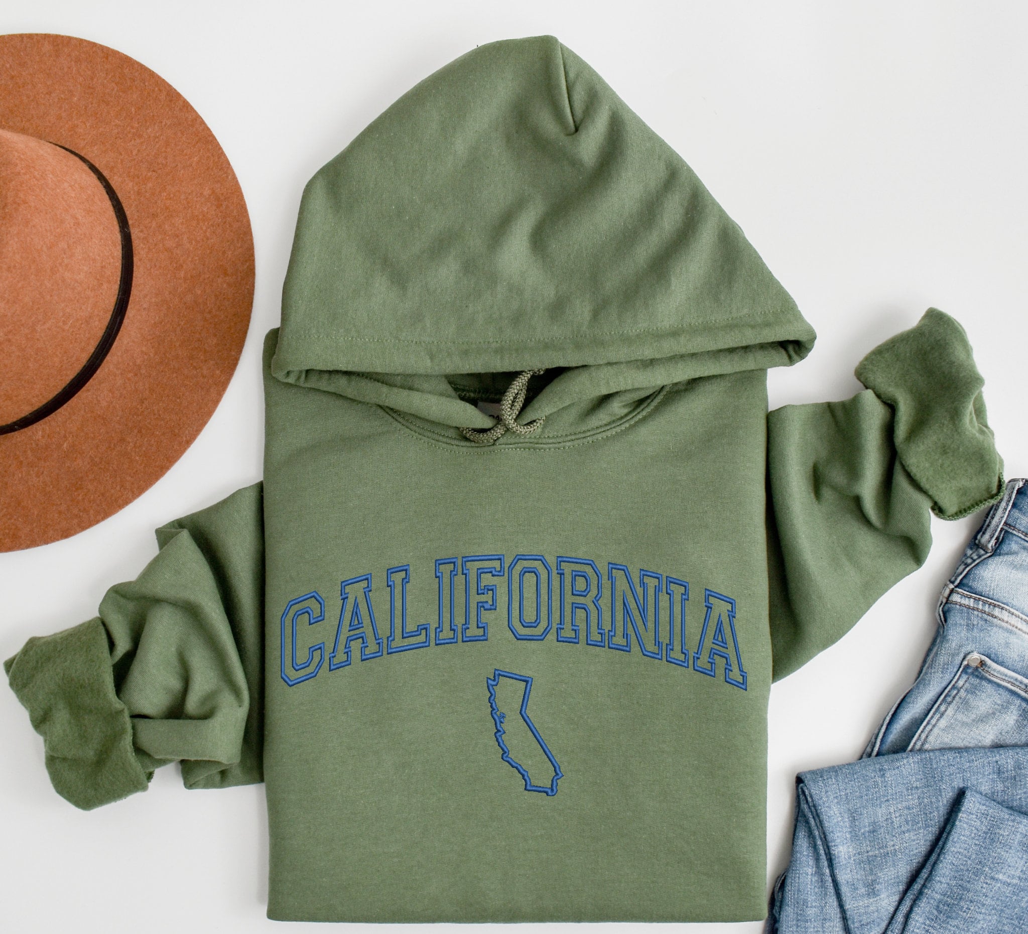 Embroidered Custom State Name Hoodies | Personalized USA States Map Hoodies  | State Name and Map Embroidery | Your Town and State Hoodies