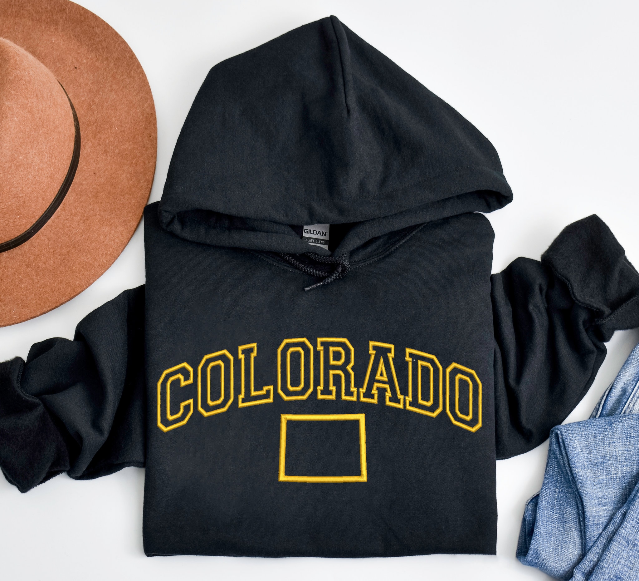 Embroidered Custom State Name Hoodies | Personalized USA States Map Hoodies  | State Name and Map Embroidery | Your Town and State Hoodies