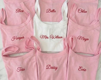 Personalized Embroidered Mrs. Tank Top, Custom Bride Spaghetti Strap Shirt