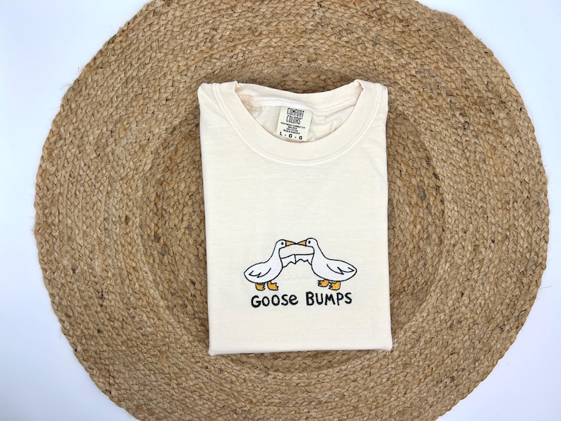 Embroidered Goose Bumps Comfort Colors T-Shirt, Goose Bumps T-shirt, Comfort Colors Cozy T-Shirts, Unisex Goose Shirt, Gift for Her image 2