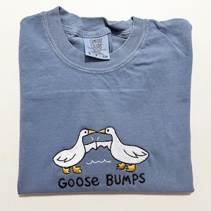 Embroidered Goose Bumps Comfort Colors T-Shirt, Goose Bumps T-shirt, Comfort Colors Cozy T-Shirts, Unisex Goose Shirt, Gift for Her image 6