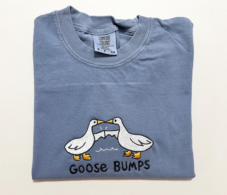 Embroidered Goose Bumps Comfort Colors T-Shirt, Goose Bumps T-shirt, Comfort Colors Cozy T-Shirts, Unisex Goose Shirt, Gift for Her image 6