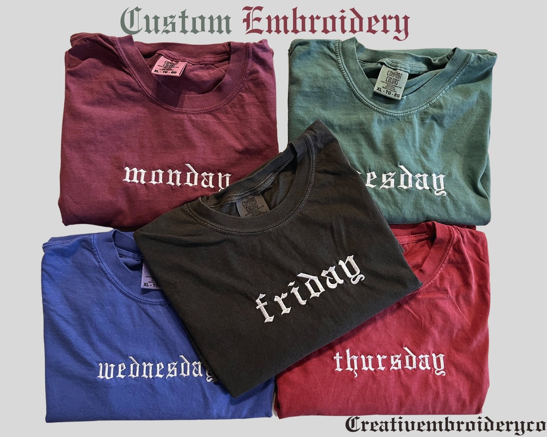 Custom Comfort Colors T Shirt Personalized Embroidered Etsy UK