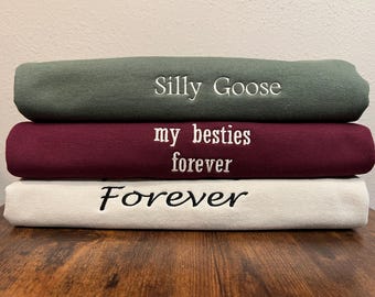 Custom Embroidered Sweatshirt, Personalized Text Crewneck, Vintage Washed Look