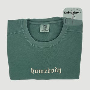 Comfort Colors Custom Embroidered Sweatshirt, Custom Text Sweatshirt, Gift for Mom, Gift for Grandma, Custom Logo Embroidery, Gift for Her