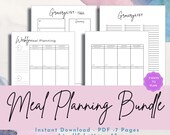 Meal Planner Printable, Family meal plan, Meal Tracker, Grocery printable, Menu prep planner, meal prep, meal calendar. kitchen printable