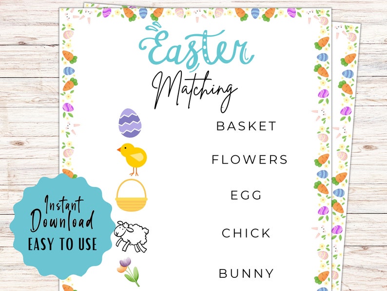 Easter Matching Game, Printable Easter Game, Easter Party Game, Family ...