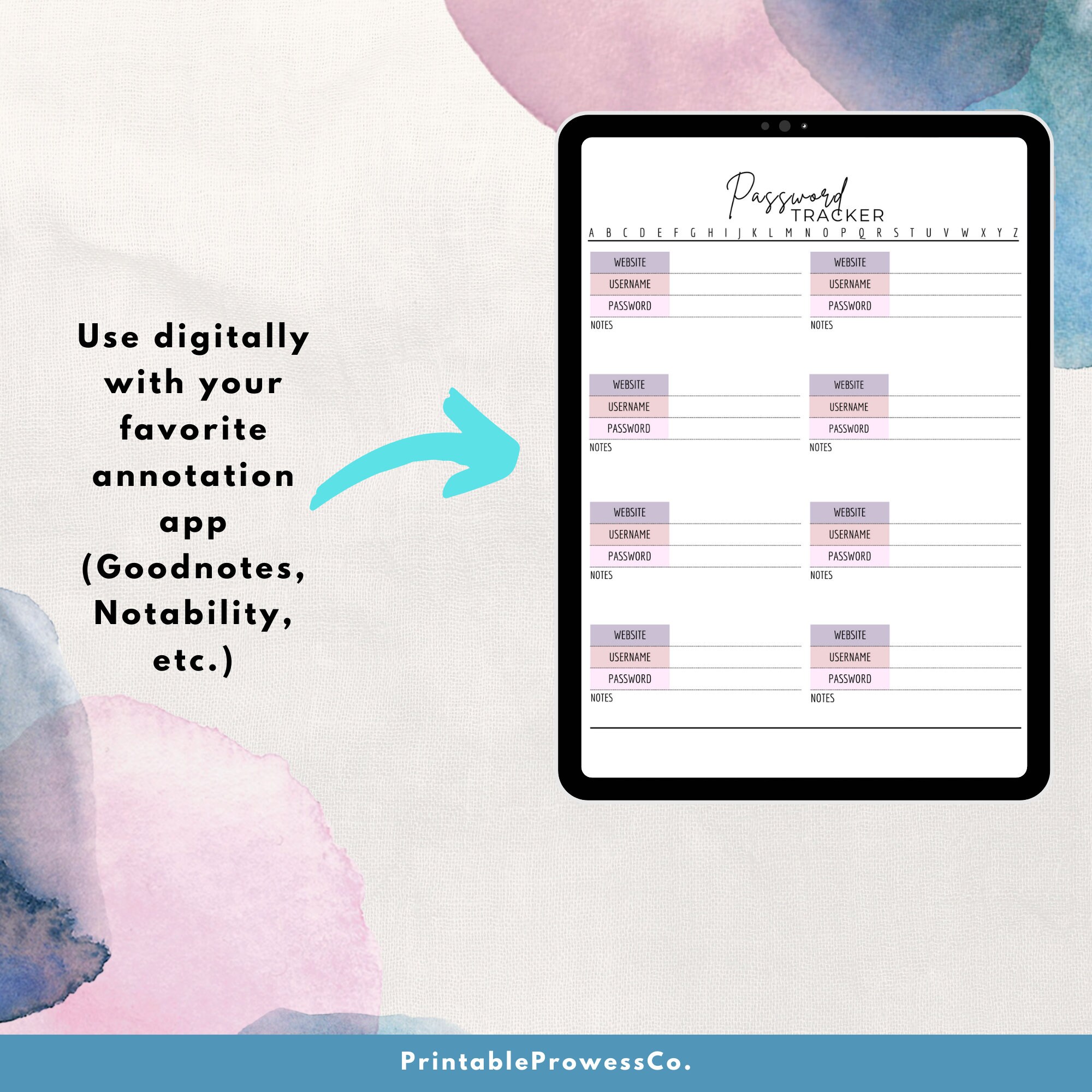 Printable Password Tracker Log Password Organizer Password List ...