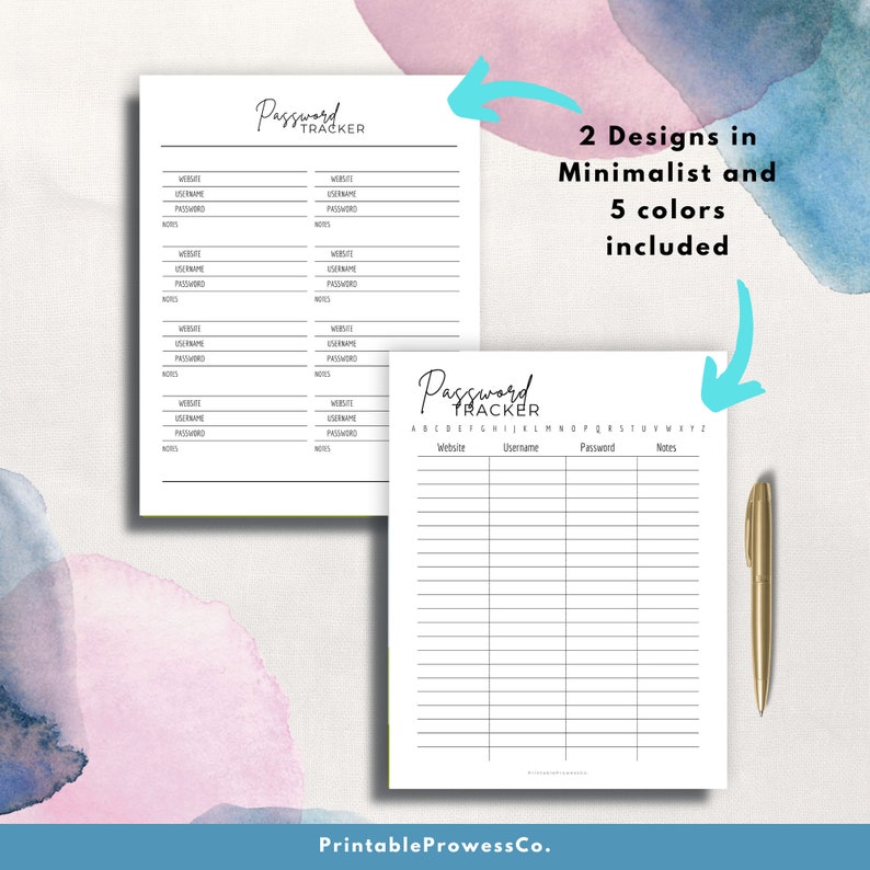 Printable Password Tracker Log Password Organizer Password List ...