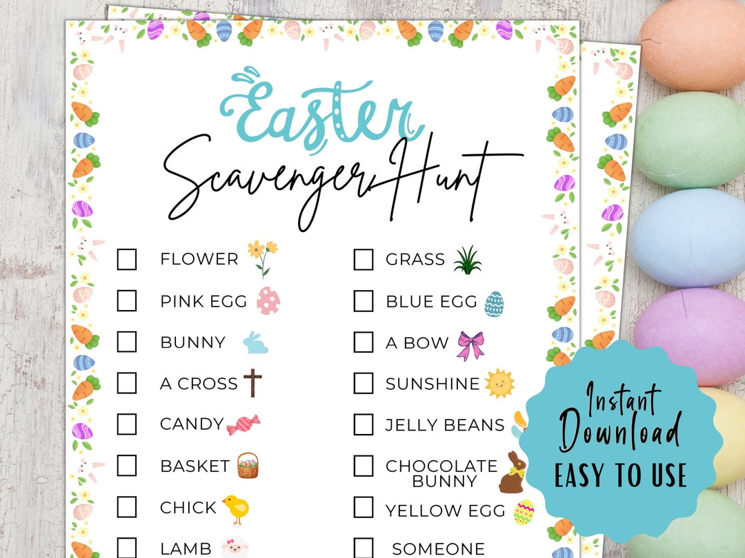 Easter Scavenger Hunt Game, Printable Easter Game, Easter Treasure Hunt
