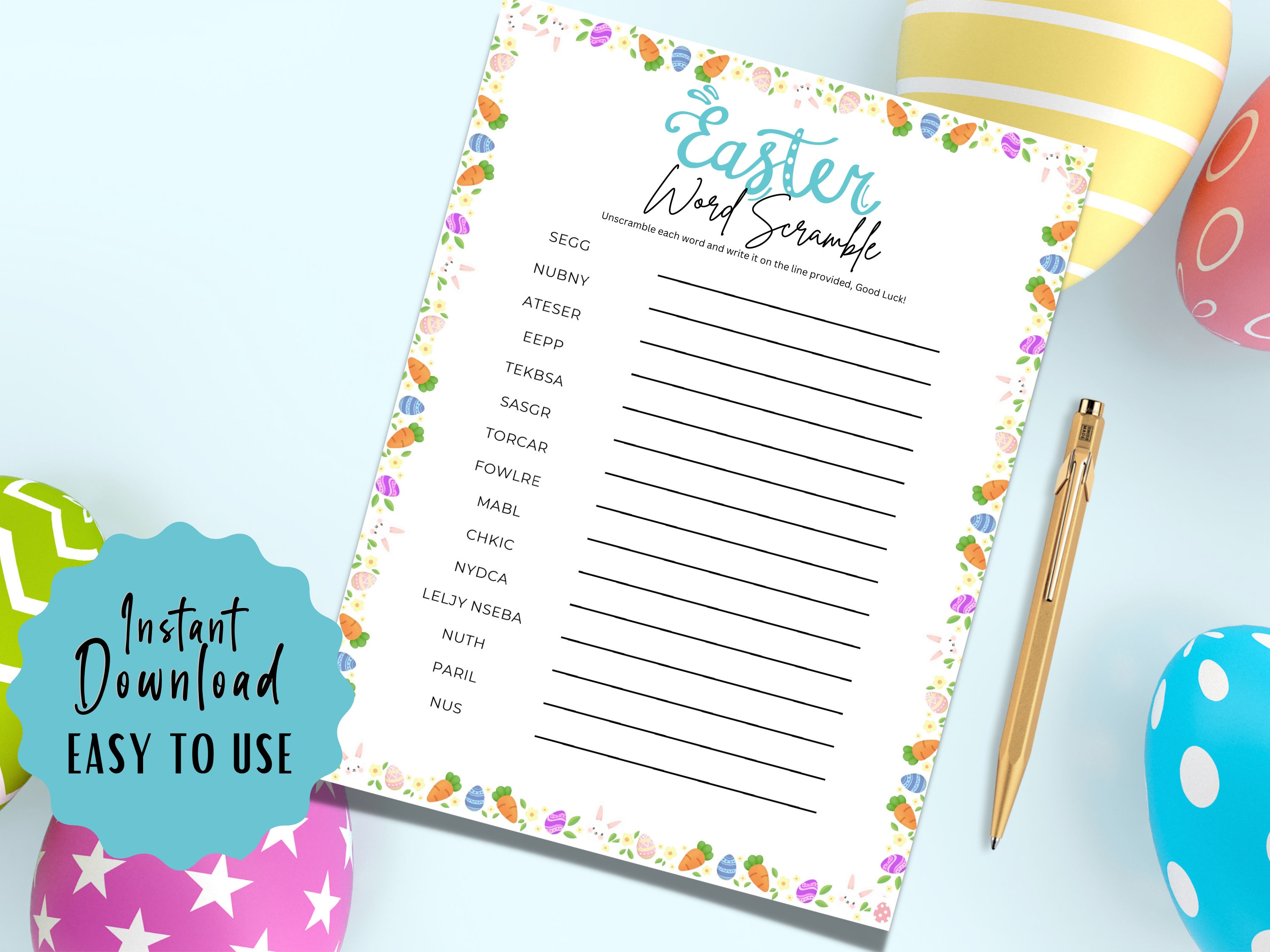 Easter Word Unscramble Game, Printable Easter Game, Easter Party Game ...