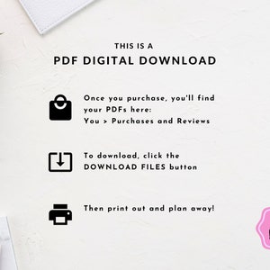 May include: This is a PDF digital download. Once you purchase, you'll find your PDFs here: You > Purchases and Reviews. To download, click the DOWNLOAD FILES button. Then print out and plan away! Digital Download.
