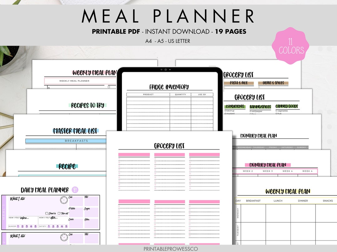 Meal Planner Weekly Meal Menu Planner Printable DIY Recipe Planner Book ...