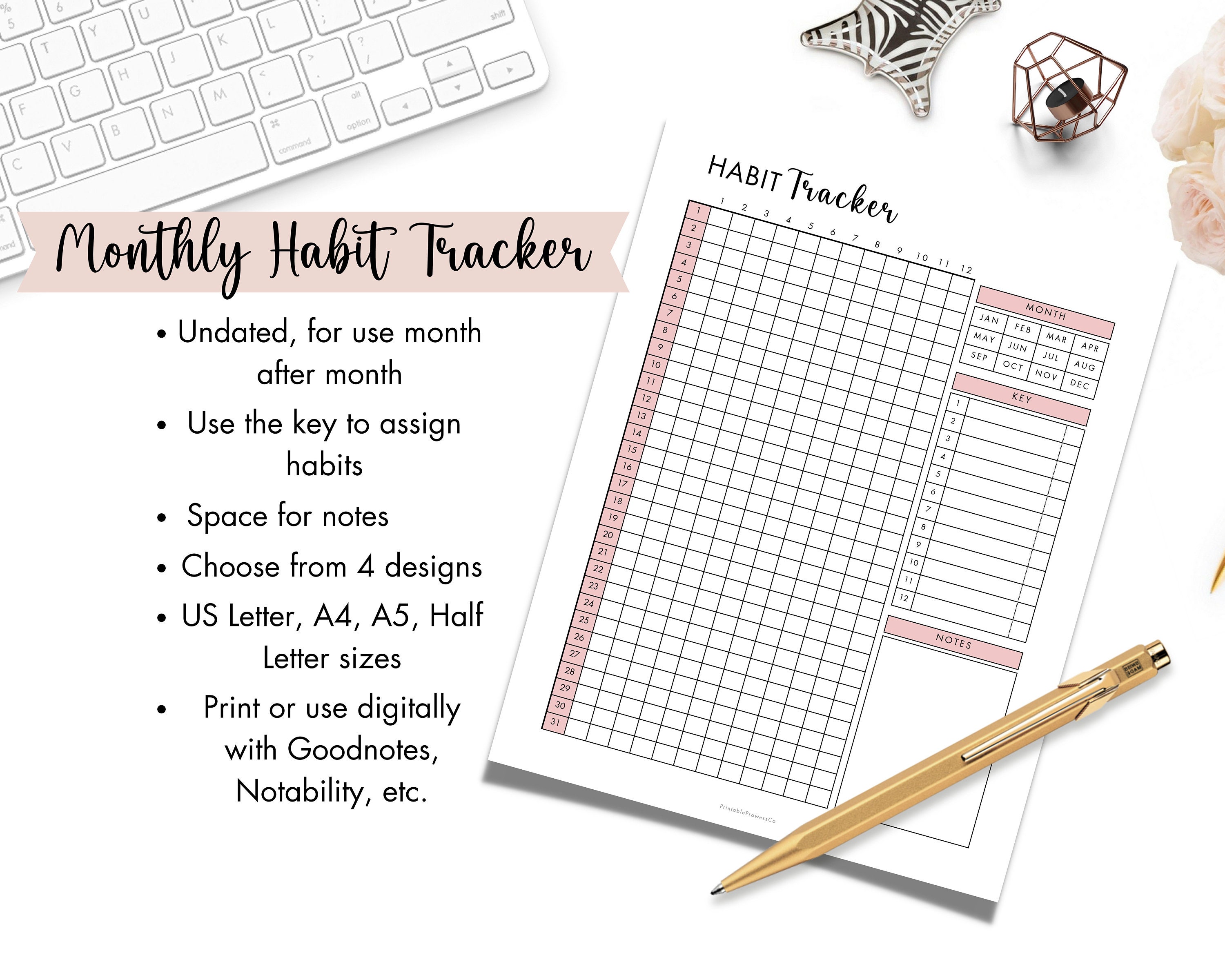 Habit Tracker | Monthly | Daily | Weekly | Printable Habit Tracker ...