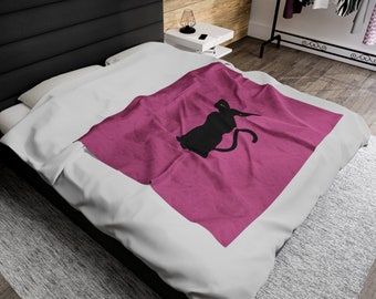 Velveteen Plush Blanket, Spooky Cat