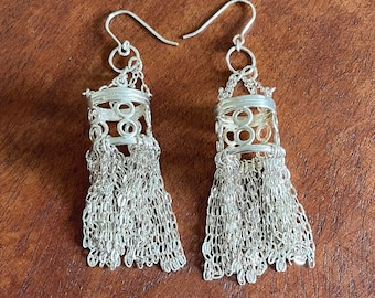 Earrings- Sterling silver handmade earrings, chandelier long earrings for women. Best gift for her.