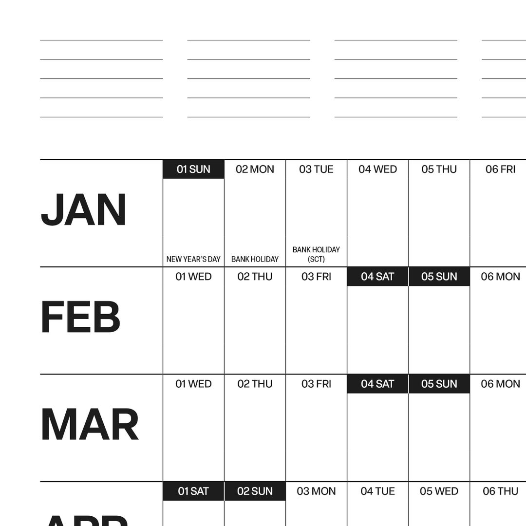 PRINTABLE 2023 Wall Calendar UK Digital PDF Instant Download 2023 Wall Planner Monthly Planner