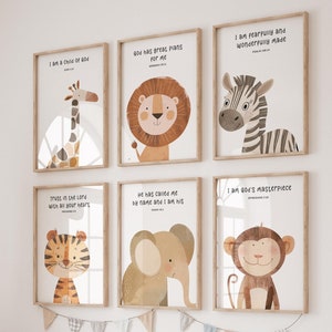Set von 6 Printables Safari, Kinderzimmer Bilder,Safari Tiere,Safari Druck,Baby Geschenk,Safari Druck,Kinderzimmer Druck