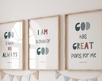 Set of 3 Christian nursery wall art,Bible verse wall art,Scripture wall art,Nursery prints,Christian nursery decor,Nursery decor,Bible