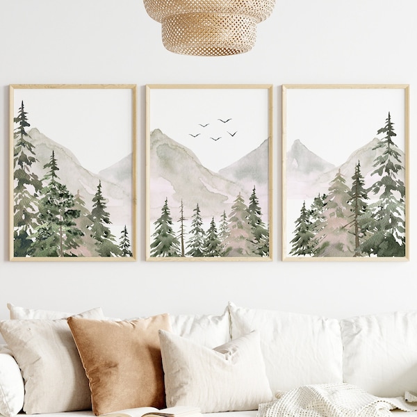 Set of 3 mountain nursery prints,Mountain nursery decor,Forest nursery decor,adventure nursery,forest print,Baby room decor,Mountain prints
