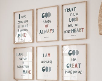 Set of 6 Christian nursery wall art,Bible verse wall art,Scripture wall art,Nursery prints,Christian nursery decor,Nursery decor,Bible