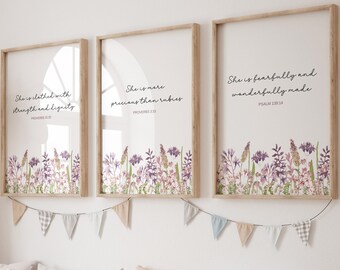 Set of 3 Christian nursery wall art,Bible verse wall art,Scripture wall art,Nursery prints,Nursery wall art christian,Nursery decor,Bible