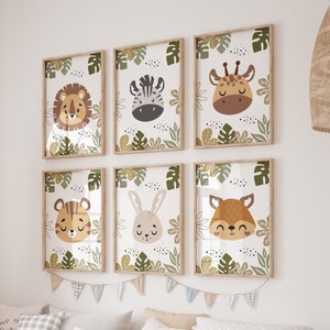 Set of 6 printables safari nursery animals,Safari animal prints,Baby safari animals,Jungle nursery,Neutral nursery,Jungle nursery decor