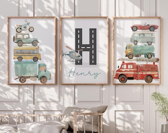 Custom name nursery wall art,Vehicles print for boys room,Travel nursery,Adventure nursery,Boy nursery decor,Boys room decor,Boys room,Truck