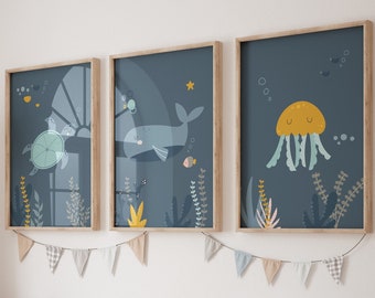 Under the Sea Nursery Print Set: Ocean Wall Art - Etsy