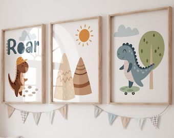 Set of 3 dinosaur nursery prints,Dinosaur nursery,Nursery decor,Baby boy nursery,Dinosaur wall art,Nursery prints,Dino nursery decor,Nursery