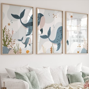 Walvis kwekerij print, Walvis kwekerij, Walvis kwekerij decor, Blauwe vinvis, Walvis decor, Nautische kwekerij, Oceaan kwekerij, Oceaan kwekerij decor, Baby cadeau