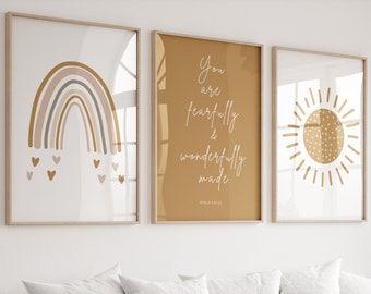 Conjunto de 3 arte de pared de guardería cristiana, arte de pared de versículos de la Biblia, arte de pared de las Escrituras, impresiones de guardería, decoración de guardería cristiana, decoración de guardería, Biblia