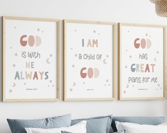 Set of 3 Christian nursery wall art,Bible verse wall art,Scripture wall art,Nursery prints,Christian nursery decor,Nursery decor,Bible
