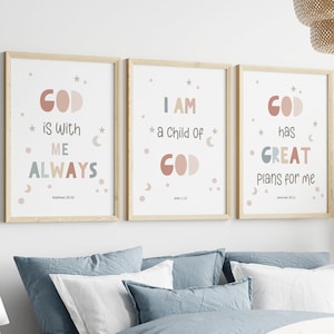 Set of 3 Christian nursery wall art,Bible verse wall art,Scripture wall art,Nursery prints,Christian nursery decor,Nursery decor,Bible