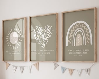 Set of 3 Christian nursery wall art,Bible verse wall art,Scripture wall art,Nursery prints,Christian nursery decor,Nursery decor,Bible