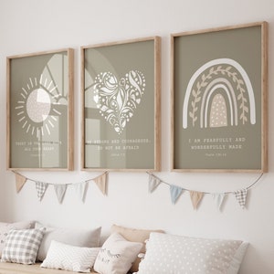 Set of 3 Christian nursery wall art,Bible verse wall art,Scripture wall art,Nursery prints,Christian nursery decor,Nursery decor,Bible