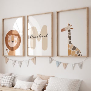 Custom Name Printables Safari Nursery Animals safari Animal Prints baby