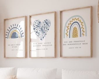 Set of 3 Christian nursery wall art,Bible verse wall art,Scripture wall art,Nursery prints,Christian nursery decor,Nursery decor,Bible