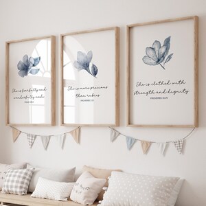 Set van 3 christelijke kinderkamer kunst aan de muur, kunst aan de muur van het vers van de Bijbel, kunst aan de muur van de Schrift, kinderkamer prints, christelijke kinderkamer decor, kinderkamer decor, Bijbel