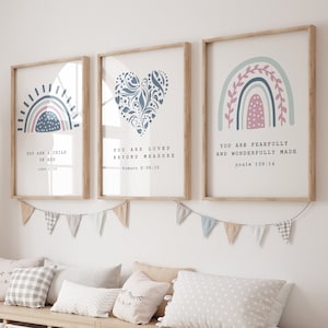Set of 3 Christian nursery wall art,Bible verse wall art,Scripture wall art,Nursery prints,Christian nursery decor,Nursery decor,Bible