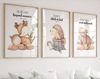 Set of 3 Christian nursery wall art,Bible verse wall art,Scripture wall art,Nursery prints,Nursery wall art christian,Nursery decor,Bible
