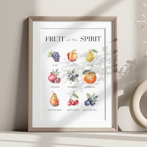 Fruit of the spirit wall art,Fruit of the spirit print,Christian gift,Nursery bible verse,Christian decor,Christian prints,Church nursery