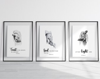 Set of 3 Christian nursery wall art,Modern christian art,Church nursery decor,Christian baby decor,Christian baby gift,Church nursery art