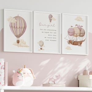Girl Hot Air Balloon Nursery Prints,whimsical Wall Art,baby Room Decor ...