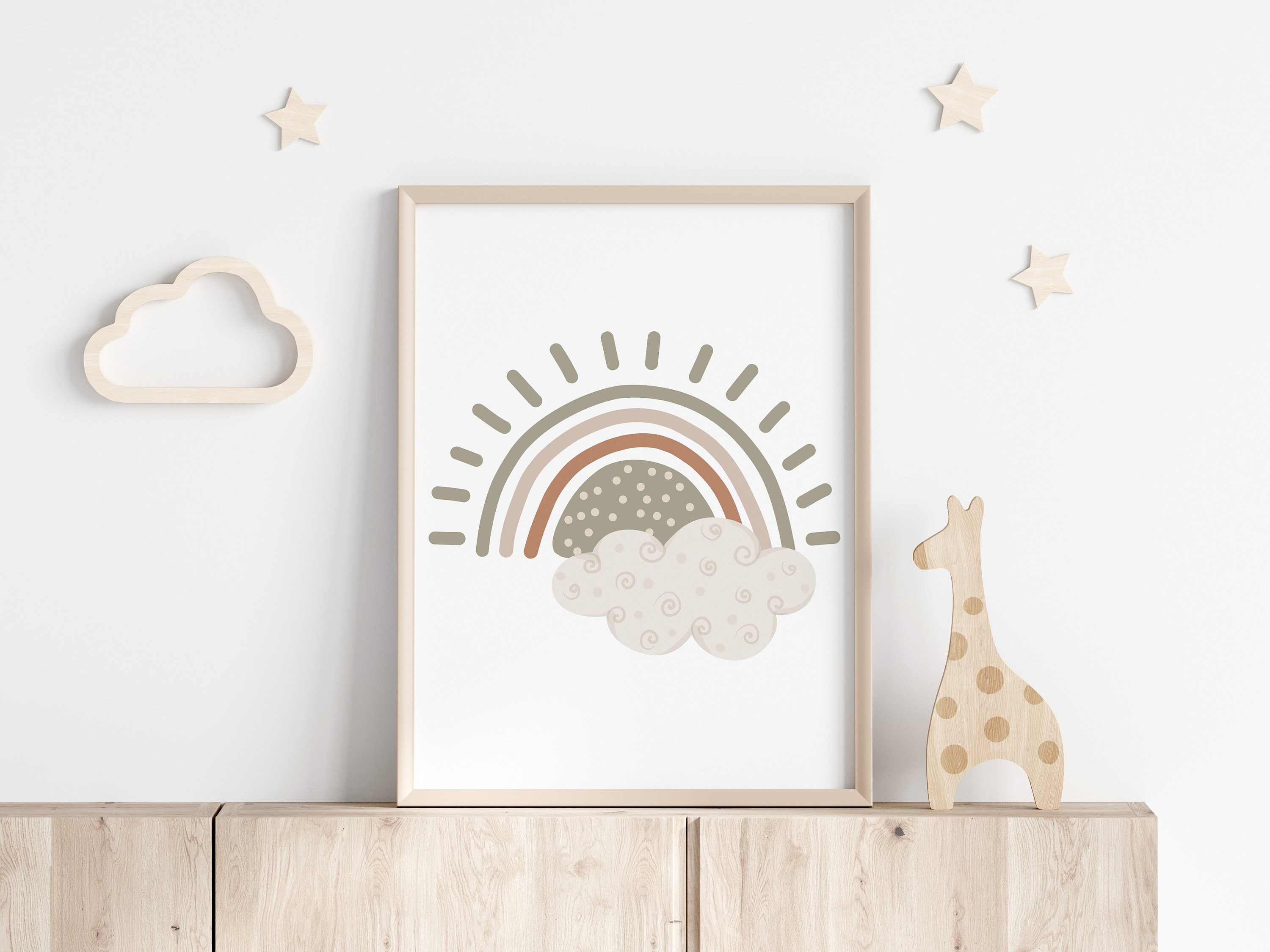 Boho Nursery Print Set of 3,nursery Decor Neutral,rainbow Sun Nursery ...