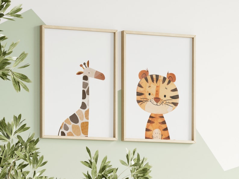 Set of 6 Printables Safari Nursery Animals,safari Animal Prints,baby ...