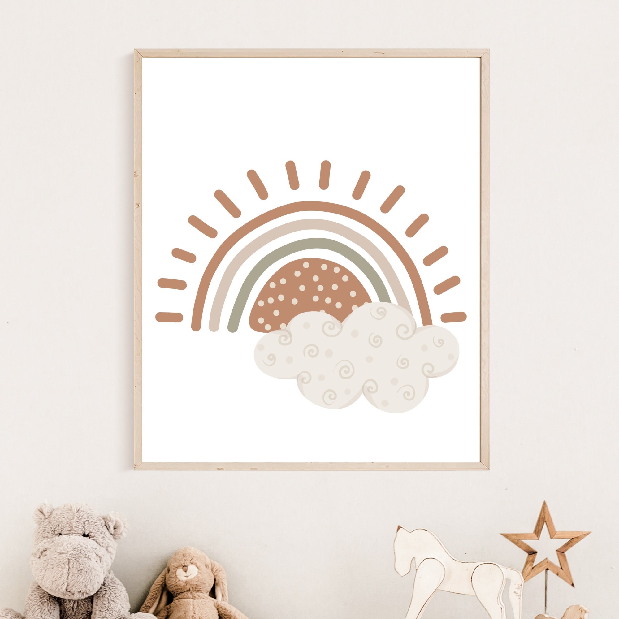 Boho Nursery Print Set of 3,nursery Decor Neutral,rainbow Sun Nursery ...