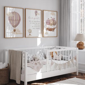 Girl Hot Air Balloon Nursery Prints,whimsical Wall Art,baby Room Decor ...